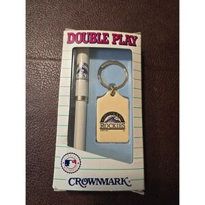 Vtg 1993 Colorado Rockies MLB Baseball Crownmark Key Chain Ring Ink Pen Box Set